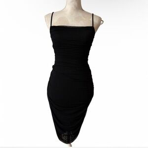 Express Dress Black Mesh Ruched Bodycon Party Cocktail Size XXS